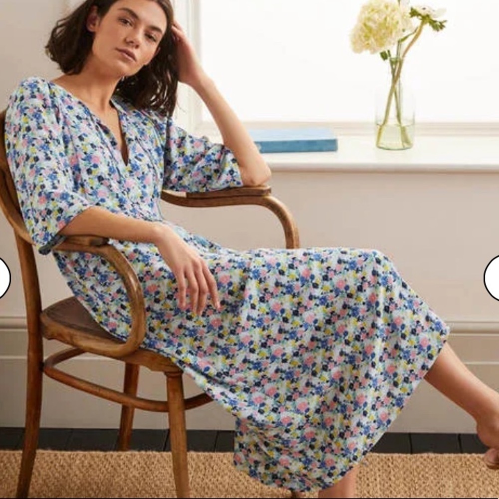 Boden empire waist midi floral dress NWOT
